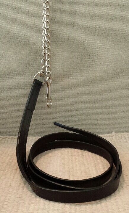 Leather Show Lead With Silver Chain