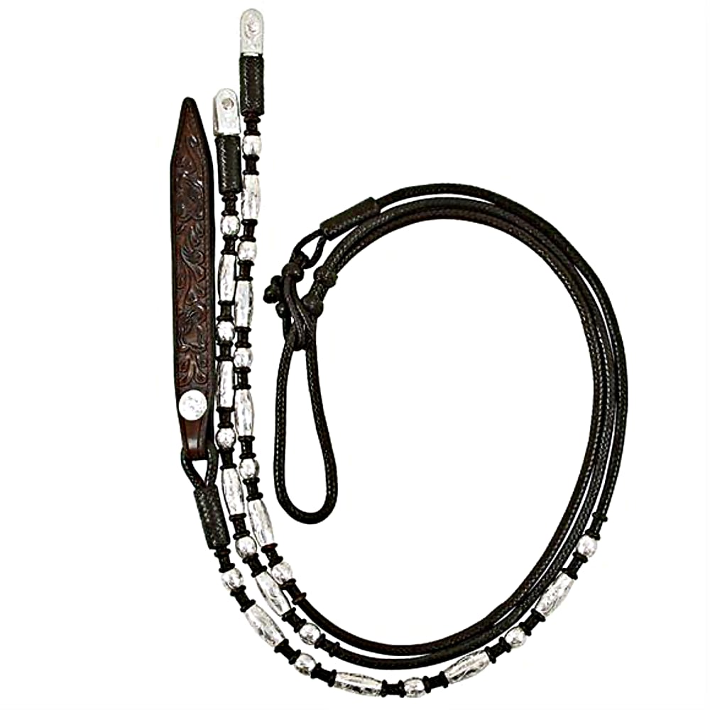 Rênes Romales Noires En Cuir Avec Détails Argent – Neuves, Longueur 52, Popper 52