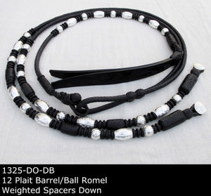 12 Plait Barrel/Ball Romel with Weighted Spacers Down Rein-Dark Oil